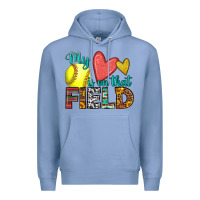 Colony Blue my heart is on that field softball Premium Hoodie - HRA Design Shop