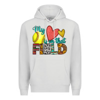 Dove Grey my heart is on that field softball Premium Hoodie - HRA Design Shop