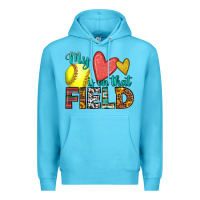 Ocean Blue my heart is on that field softball Premium Hoodie - HRA Design Shop
