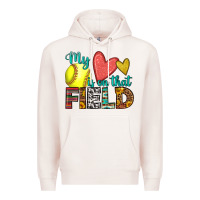 Pale Pink my heart is on that field softball Premium Hoodie - HRA Design Shop