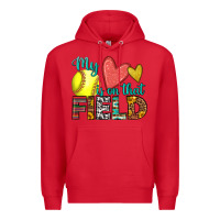 Red my heart is on that field softball Premium Hoodie - HRA Design Shop