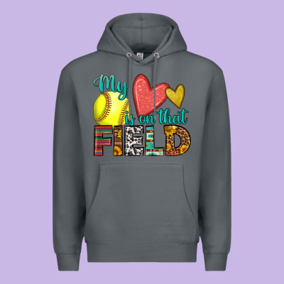 My Heart Is On That Field Softball Premium Hoodie Designed By Hra Design Shop