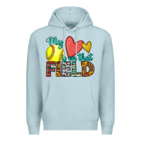 Blue Mist my heart is on that field softball Premium Hoodie - HRA Design Shop