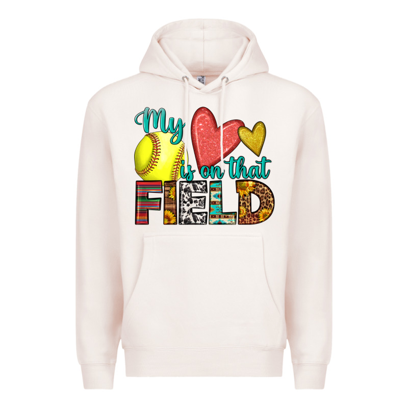 My Heart Is On That Field Softball Premium Hoodie by HRA Design Shop | Teevron