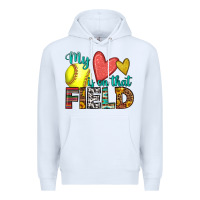 White my heart is on that field softball Premium Hoodie - HRA Design Shop