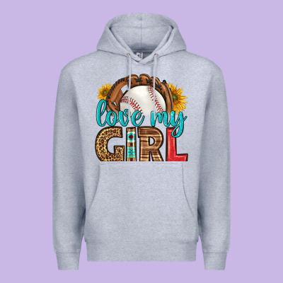 Love My Girl Baseball Premium Hoodie Designed By Hra Design Shop