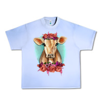 Grape Ice Floral Cow Urban Heavy Tee - RanaPortraitStore