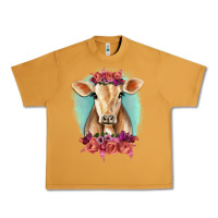 Peanut Butter Floral Cow Urban Heavy Tee - RanaPortraitStore