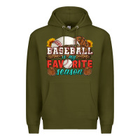 Army Green baseball is my favorite season Premium Hoodie - HRA Design Shop