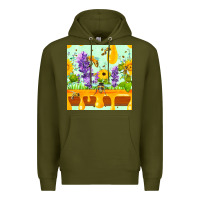 Army Green honeydrip bee lavender daisy sunflower seamless pa Premium Hoodie - FaDigitalArtStudio