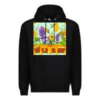 Black honeydrip bee lavender daisy sunflower seamless pa Premium Hoodie - FaDigitalArtStudio