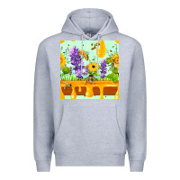 Heather Grey honeydrip bee lavender daisy sunflower seamless pa Premium Hoodie - FaDigitalArtStudio