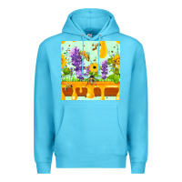 Ocean Blue honeydrip bee lavender daisy sunflower seamless pa Premium Hoodie - FaDigitalArtStudio