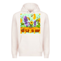 Pale Pink honeydrip bee lavender daisy sunflower seamless pa Premium Hoodie - FaDigitalArtStudio