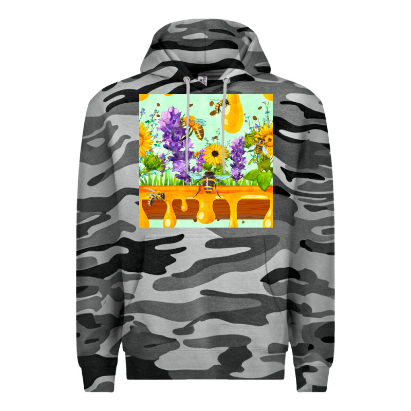 Honeydrip Bee Lavender Daisy Sunflower Seamless Pa Premium Hoodie by FaDigitalArtStudio | Teevron