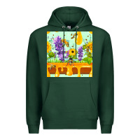 Sports Green honeydrip bee lavender daisy sunflower seamless pa Premium Hoodie - FaDigitalArtStudio