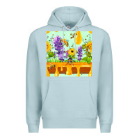 Blue Mist honeydrip bee lavender daisy sunflower seamless pa Premium Hoodie - FaDigitalArtStudio