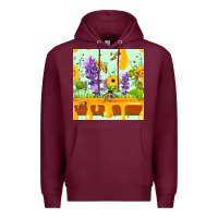 Burgundy honeydrip bee lavender daisy sunflower seamless pa Premium Hoodie - FaDigitalArtStudio