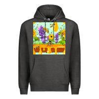 Charcoal Heather honeydrip bee lavender daisy sunflower seamless pa Premium Hoodie - FaDigitalArtStudio