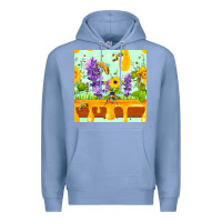 Colony Blue honeydrip bee lavender daisy sunflower seamless pa Premium Hoodie - FaDigitalArtStudio