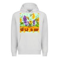 Dove Grey honeydrip bee lavender daisy sunflower seamless pa Premium Hoodie - FaDigitalArtStudio