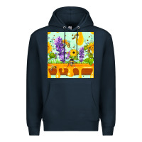 Navy honeydrip bee lavender daisy sunflower seamless pa Premium Hoodie - FaDigitalArtStudio