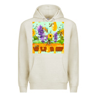 Oatmeal Heather honeydrip bee lavender daisy sunflower seamless pa Premium Hoodie - FaDigitalArtStudio