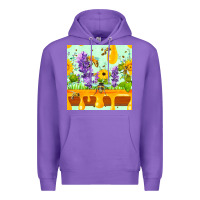Purple honeydrip bee lavender daisy sunflower seamless pa Premium Hoodie - FaDigitalArtStudio