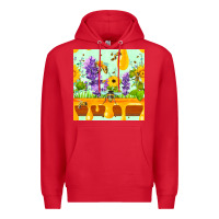 Red honeydrip bee lavender daisy sunflower seamless pa Premium Hoodie - FaDigitalArtStudio