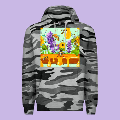 Honeydrip Bee Lavender Daisy Sunflower Seamless Pa Premium Hoodie Designed By Fadigitalartstudio