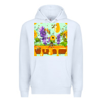 White honeydrip bee lavender daisy sunflower seamless pa Premium Hoodie - FaDigitalArtStudio