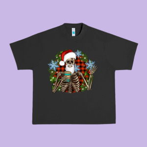 Santa Skeleton Christmas Urban Heavy Tee Designed By Artiststas