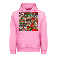 Fuchsia Pink christmas pig  aztec Urban Hoodie - FaDigitalArtStudio