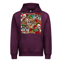 Mauve Wine christmas pig  aztec Urban Hoodie - FaDigitalArtStudio