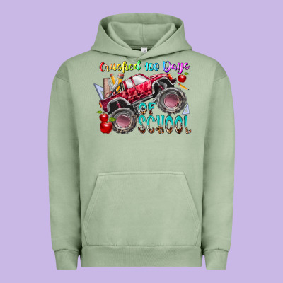 Crushed 100 Days Of School Urban Hoodie Designed By Racoondesign