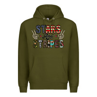 Army Green stars and stripes Premium Hoodie - CowhideDigitalArt