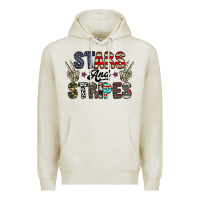 Oatmeal Heather stars and stripes Premium Hoodie - CowhideDigitalArt