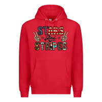 Red stars and stripes Premium Hoodie - CowhideDigitalArt