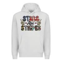 Dove Grey stars and stripes Premium Hoodie - CowhideDigitalArt