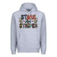 Heather Grey stars and stripes Premium Hoodie - CowhideDigitalArt