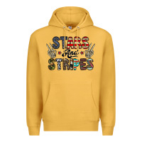 Mustard stars and stripes Premium Hoodie - CowhideDigitalArt