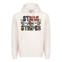 Pale Pink stars and stripes Premium Hoodie - CowhideDigitalArt