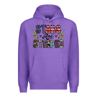 Purple stars and stripes Premium Hoodie - CowhideDigitalArt