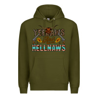 Army Green yeehaws and hellnaws Premium Hoodie - CowhideDigitalArt