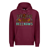 Burgundy yeehaws and hellnaws Premium Hoodie - CowhideDigitalArt