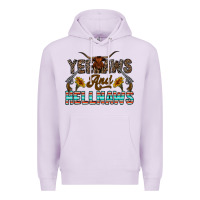 Lilac yeehaws and hellnaws Premium Hoodie - CowhideDigitalArt