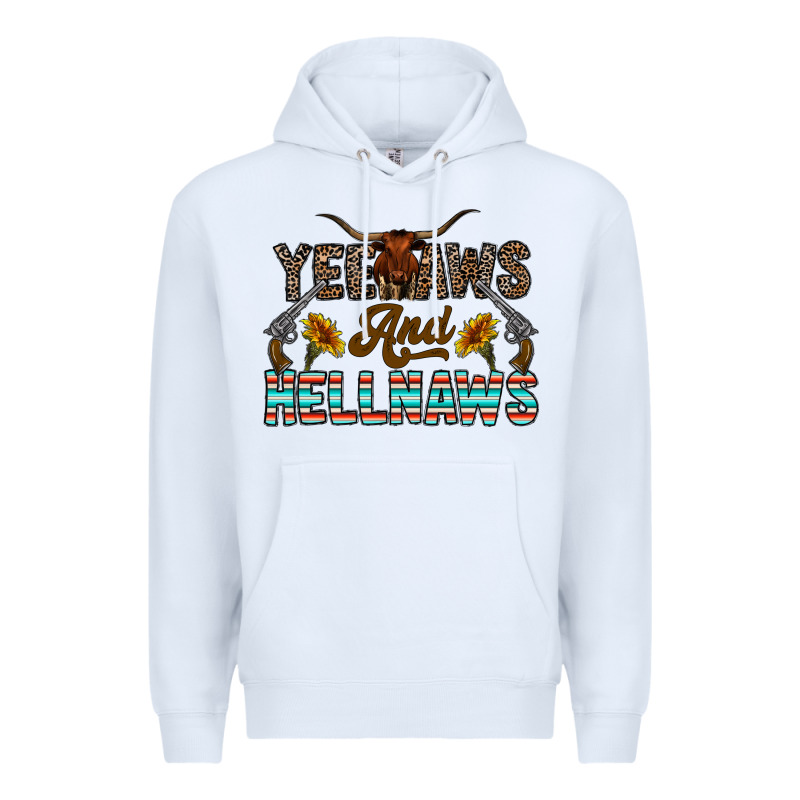 Yeehaws And Hellnaws Premium Hoodie by CowhideDigitalArt | Teevron