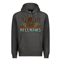 Charcoal Heather yeehaws and hellnaws Premium Hoodie - CowhideDigitalArt