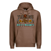 Chestnut yeehaws and hellnaws Premium Hoodie - CowhideDigitalArt
