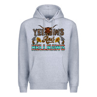 Heather Grey yeehaws and hellnaws Premium Hoodie - CowhideDigitalArt